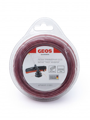 Леска триммерная GEOS витая &quot;Twist Whisper&quot;, 2.0мм, 15м, в блистере 213991