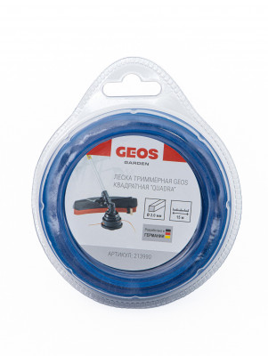Леска триммерная GEOS квадратная &quot;Quadra&quot;, 2.0мм, 15м, в блистере 213990